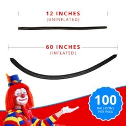 Clownatex 260 Balloons - Black (100 Pcs) -Snazaroo Shop ca260bk amz a