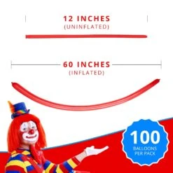 Clownatex 260 Balloons - Red (100 Pcs) -Snazaroo Shop ca260rd amz a