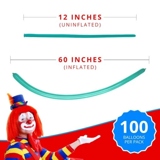 Clownatex 260 Balloons - Teal (100 Pcs) - Image 4