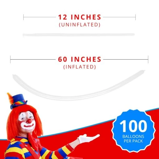 Clownatex 260 Balloons - White (100 Pcs) - Image 4