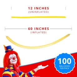 Clownatex 260 Balloons - Yellow (100 Pcs) -Snazaroo Shop ca260yl amz a