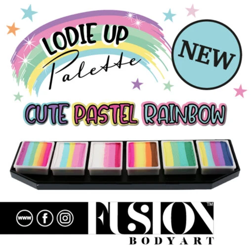 Fusion Body Art Face Painting Palette - Lodie Up Cute Pastel Rainbow (6 Cakes/10 Gm) - Image 2