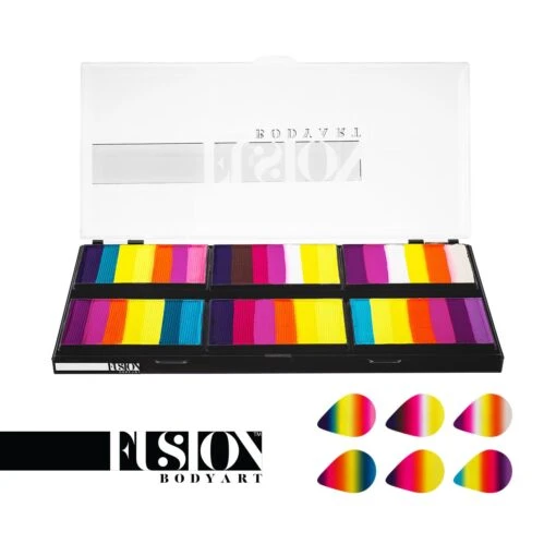 Fusion Body Art & FX Spectrum Palette - Leanne's Vivid Rainbow Petal Palette (Non Neon) - 6 Cakes/25 Gm - Image 2