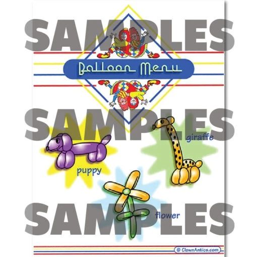 Colorful Restaurant Syle Balloon Menu - Animals - Image 2