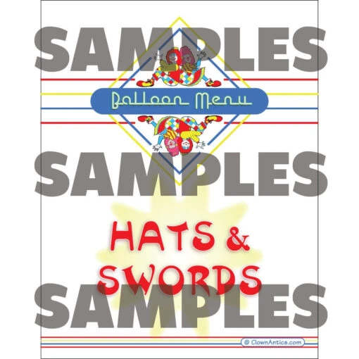 Colorful Restaurant Syle Balloon Menu - Hats & Swords - Image 2