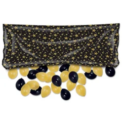 Beistle Plastic Balloon Drop Bag - Black W/ Gold Stars (3' X 6' 8")